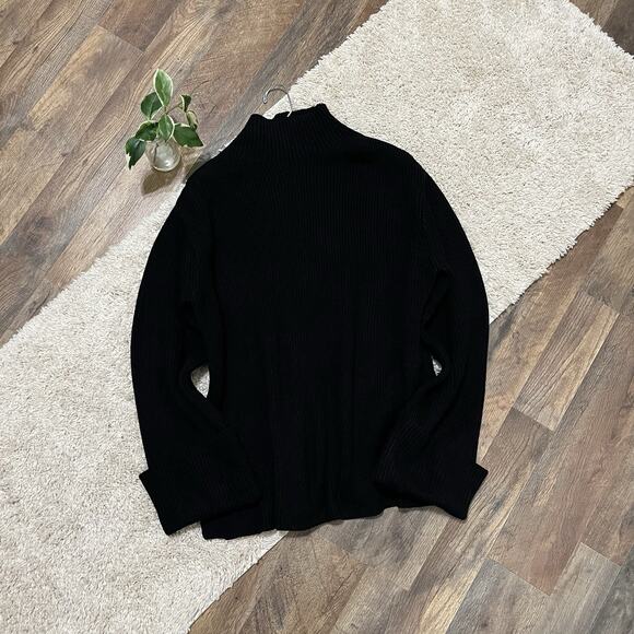 Zara Size Medium Oversized Heavy Chunky Knit Boxy Mock Neck Wool Blend Sweater - Picture 1 of 6